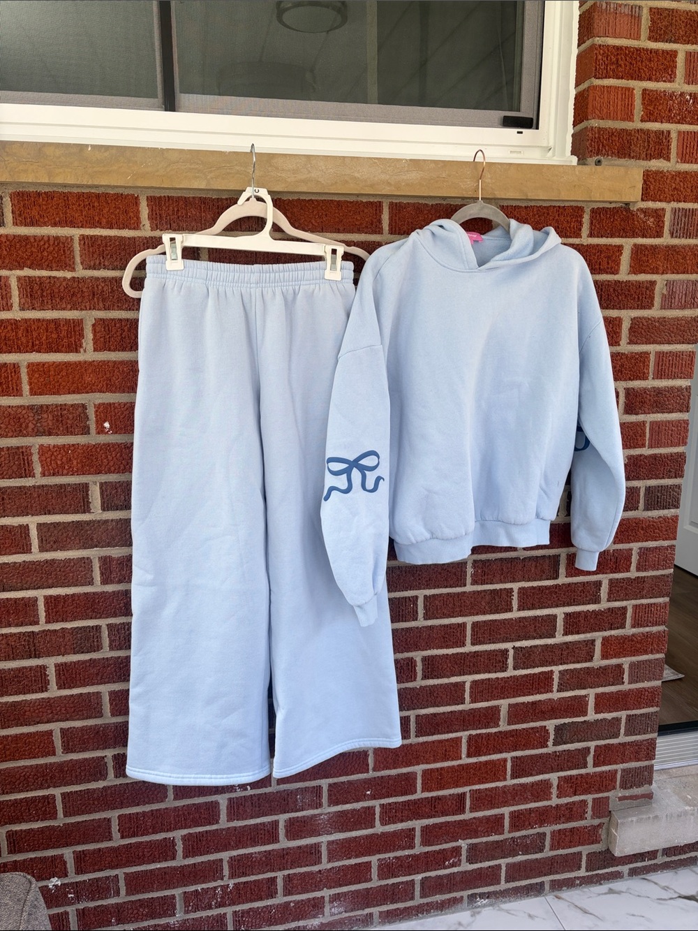 Edikted Light Blue Women's Size Small Sweatpants & Hoodie Set
